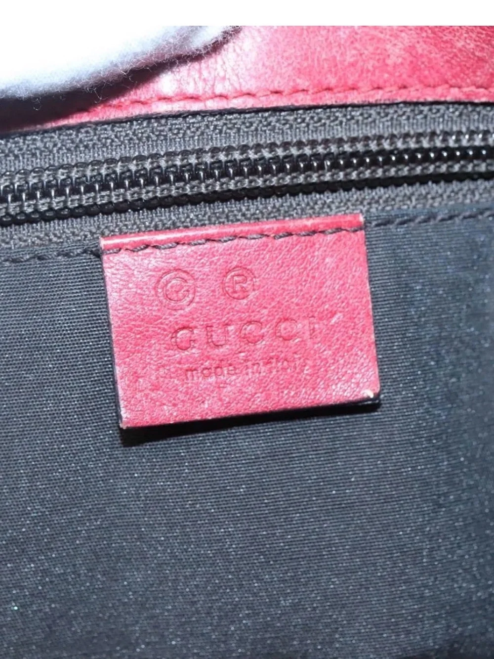 👜 GUCCI Beige Canvas Messenger Bag Red Leather Accents Authentic Guccissima
